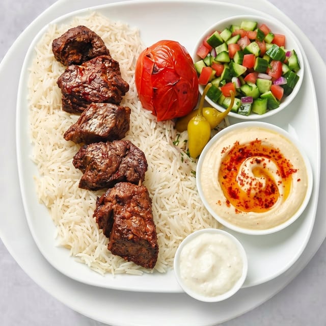 Beef Shish Kabob Plate.